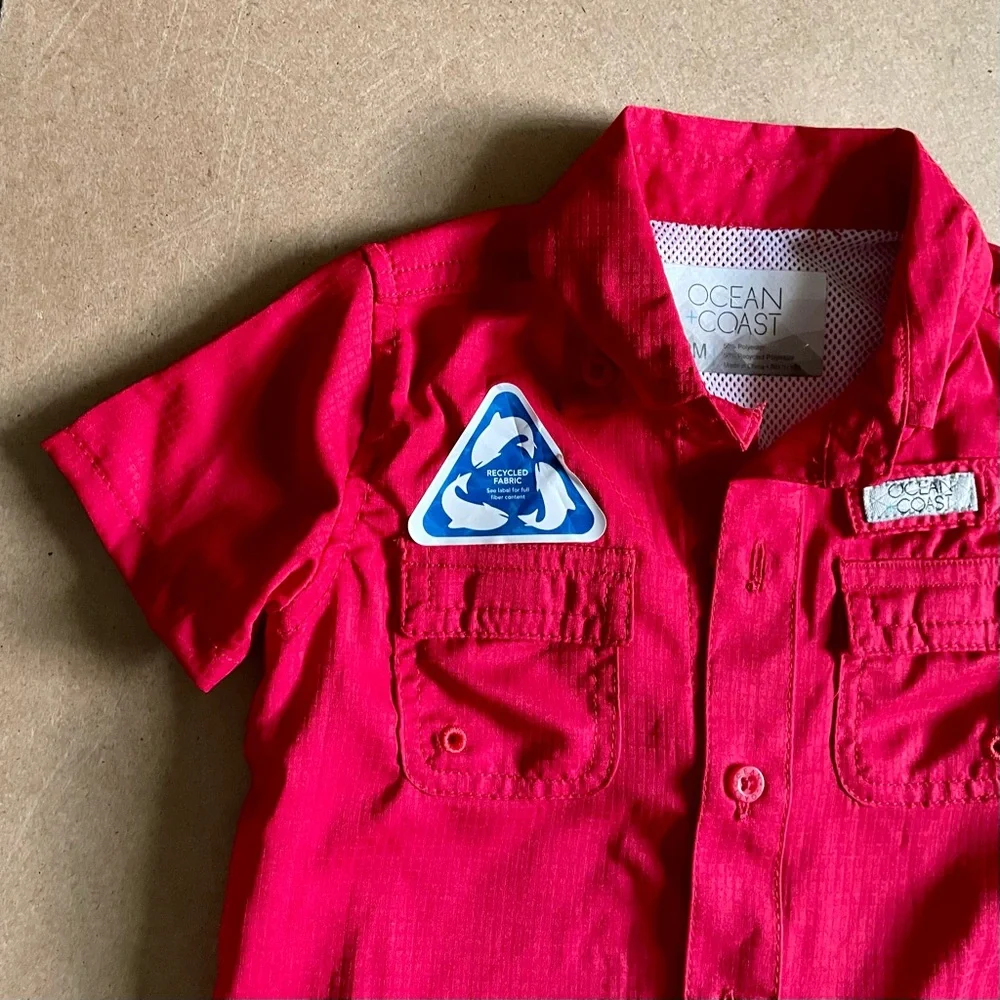 NWOT Ocean Coast 2 Piece Sun Beach Summer Outfit Sz 12M Red Shirt Blue Shorts